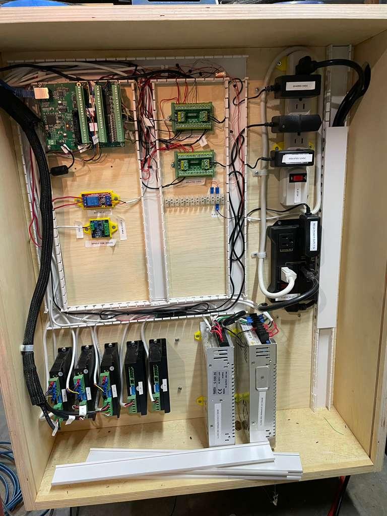 Exposed wiring inside the enclosure